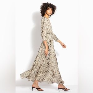 100% Silk Animal Print NICHOLAS tie front button down dress